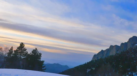 Mountain range of Big Thach winter in the evening Stock Footage 50388963