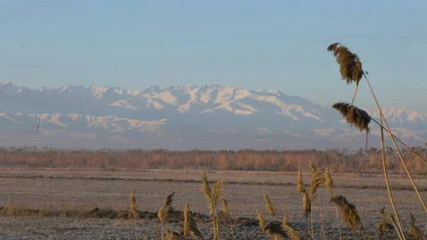 Mountain Range by Bishkek in the Winter Stock Footage 145048129