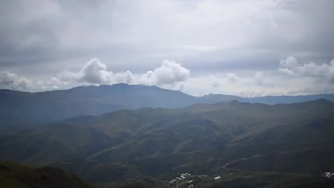 Mountain range with bushes and roads Stock Footage 274512965