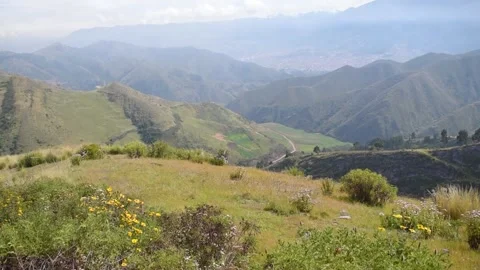 Mountain range with bushes and roads Stock Footage 274512998