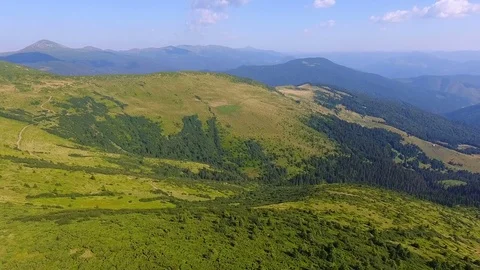Mountain Range Carpathians. Aerial view Stock Footage 80259041