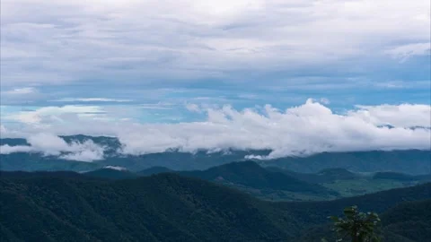 Mountain Range with Clouds and Valley View. Stock Footage 316109498