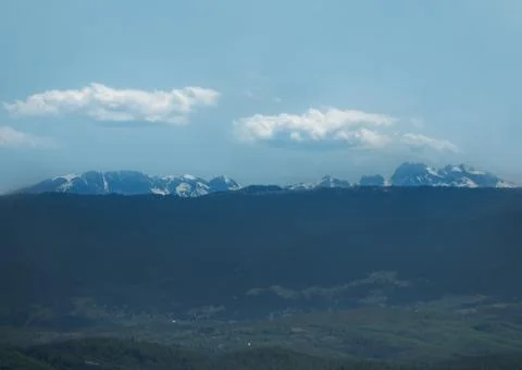 Mountain range with clouds in Montenegro Stock Photos