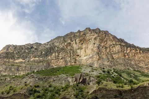 Mountain range clouds panoramic landscape Stock Photos