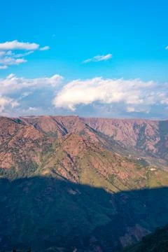 Mountain range covered with bright blue sky at afternoon from different angle Stock-Fotos