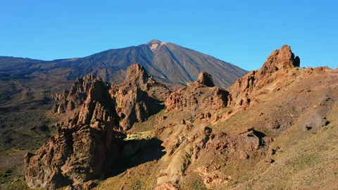 Mountain range in dry deserted landscape of Teide National Park. Scenery of Stock Footage 231582649