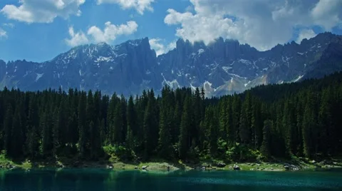 Mountain range. forest and lake in Italian Alps Stock Footage 51407333