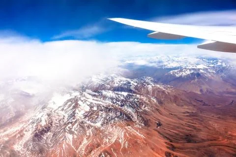 Mountain range form the airplane Stock Photos