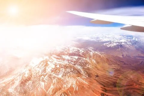 Mountain range form the airplane Stock Photos