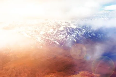 Mountain range form the airplane Stock Photos
