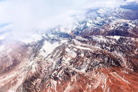 Mountain range form the airplane Stock Photos