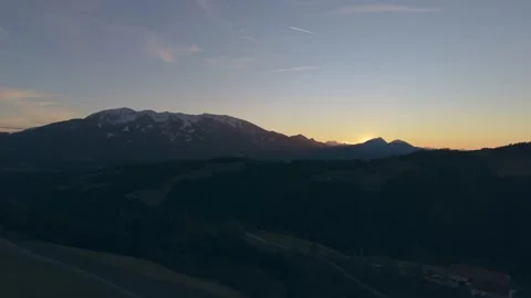 Mountain range at golden sunset Stock Footage 329405728