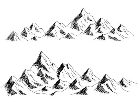 Mountain range graphic black white landscape sketch illustration vector Illustrazione stock