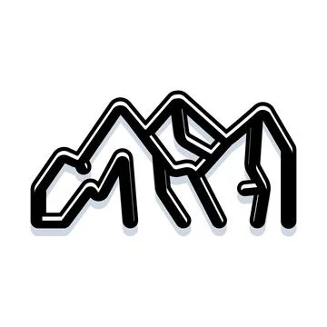 Mountain range icon drawing adventure journey concept Stock Illustration