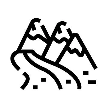 Mountain range icon with river and snowcaps Stock Illustration