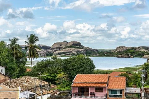 The mountain range at Ilha dos Preas in Chaval, Ceara in Brazil. Seen from th Фото