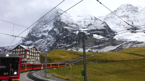 Mountain range Jungfrau and Eiger near Interlaken Switzerland Stock Footage 89930735