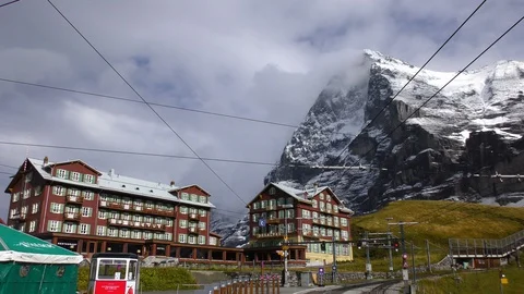 Mountain range Jungfrau and Eiger near Interlaken Switzerland Stock Footage 89931249