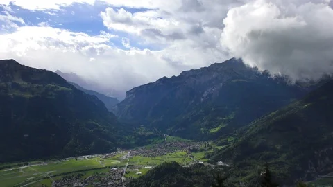 Mountain range Jungfrau and Eiger near Interlaken Switzerland Stock Footage 89976555