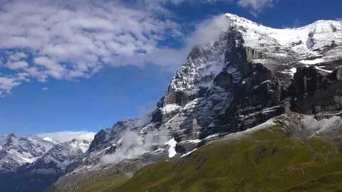 Mountain range Jungfrau and Eiger near Interlaken Switzerland Stock Footage 89979732