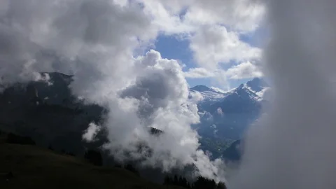 Mountain range Jungfrau and Eiger near Interlaken Switzerland Stock Footage 90014624