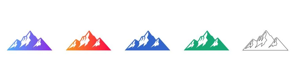 Mountain Range Landscape Icon Set Stock Illustration