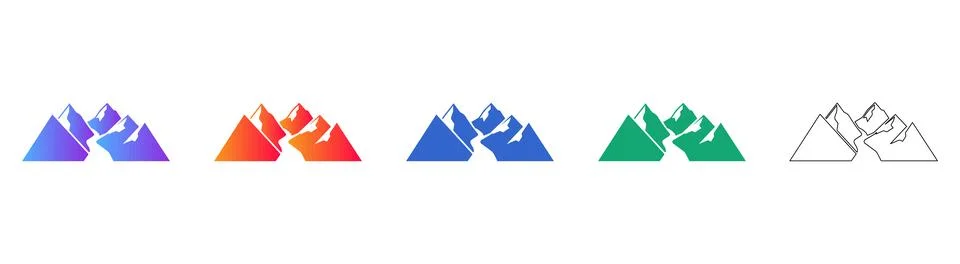 Mountain Range Landscape Icon Set Stock Illustration