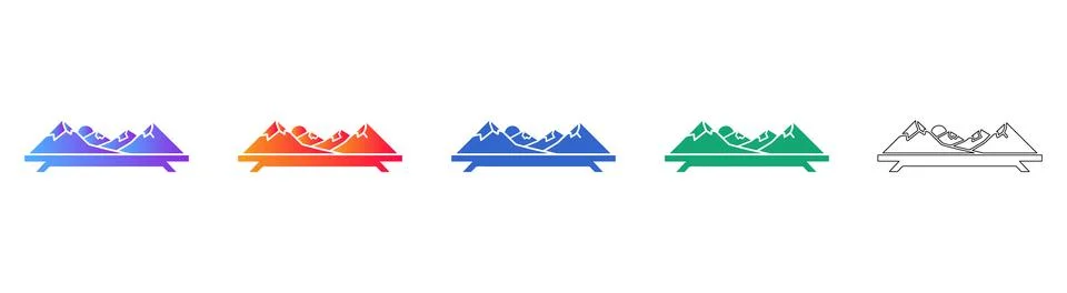 Mountain Range Landscape Icon Set Illustrazione stock