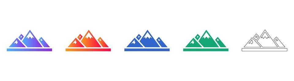 Mountain Range Landscape Icon Set Illustrazione stock