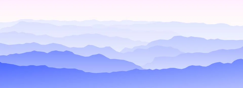 Mountain range landscape on sunset or sunrise. Morning panoramic view. Mountain Stock Illustration