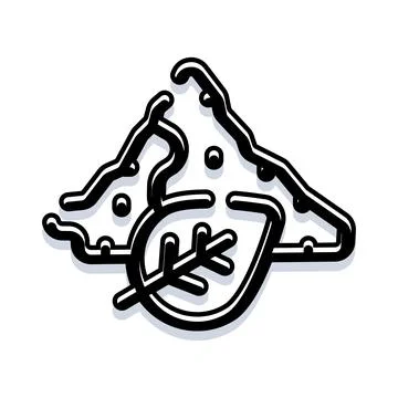 Mountain range with leaf icon symbolizing nature conservation Stock Illustration