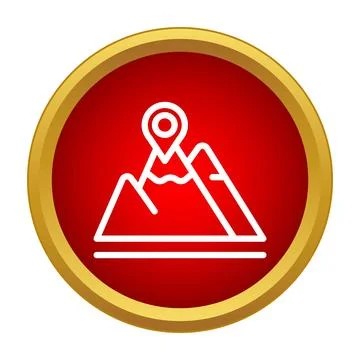 Mountain range with location pin icon over red background 스톡 일러스트