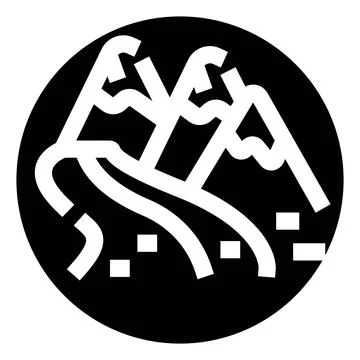 Mountain range minimalist icon with snow peaks Stock Illustration