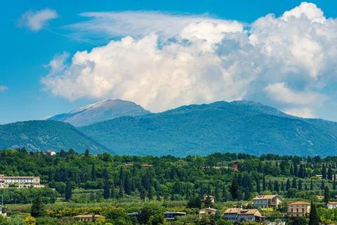 Mountain Range of Monte Baldo view from the Lake Garda - Veneto Italy Stock Photos