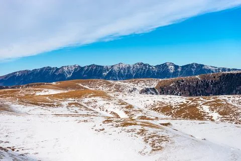 Mountain Range of Monte Baldo view from Lessinia Plateau - Veneto Italy Stock Photos