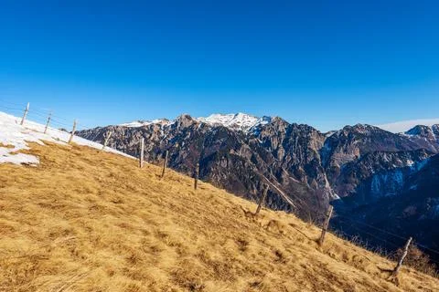 Mountain Range of Monte Carega from Lessinia Plateau - Italian Alps Stock Photos