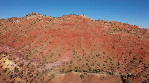 Mountain Range Of Multi Colored Red Sandstone Canyon In Desert Of Western Usa Video stock 262045148