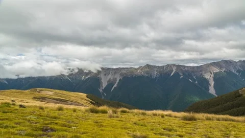 Mountain Range in the Nelson Lakes NP,4k,timelapse Stock Footage 229789345