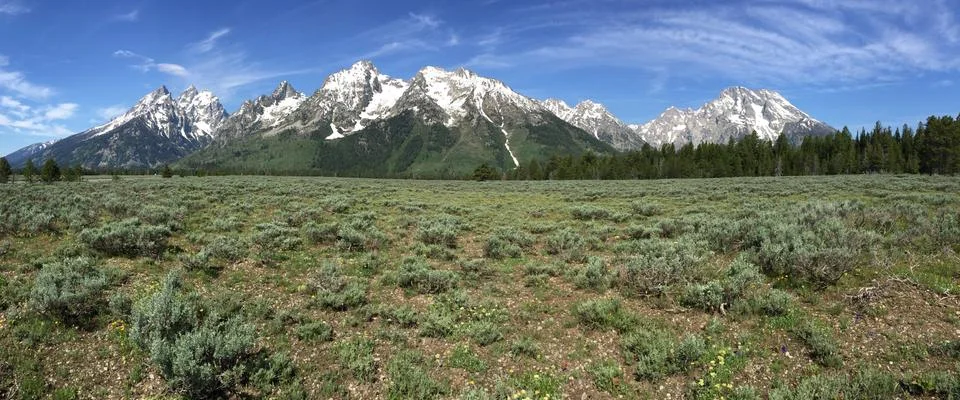 Mountain range panorama Stock Photos