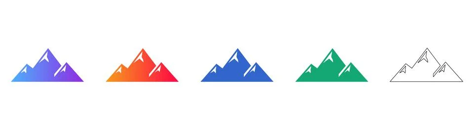 Mountain Range Peak Icons Stock Illustration