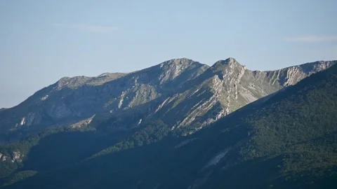 Mountain range. Peaks of high mountains in summer. Stock Footage 314209936