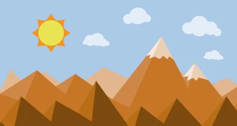 Mountain range with pine tree forest in minimal landscape view style Stock Illustration