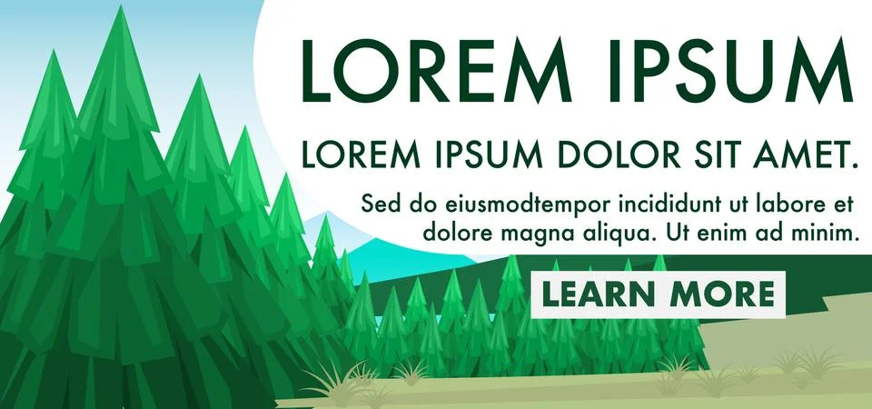 Mountain range with pine tree forest in minimal landscape view style Stock Illustration