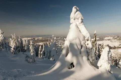 The mountain range of Protected Landscape Area Kysucke Beskydy, Slovakia Foto stock