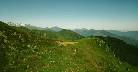 Mountain range in the Pyrenees with blue sky Stock Footage 94206638