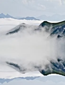 Mountain range reflection 스톡 사진