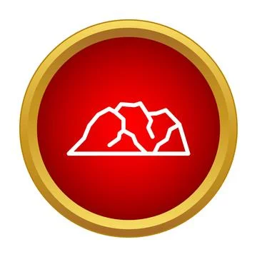 Mountain range rock formation flat outline icon Stock Illustration
