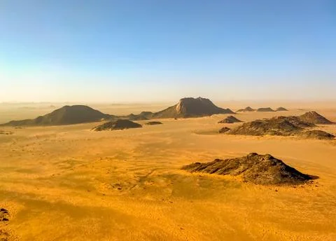 Mountain range in Sahara desert Stock Photos