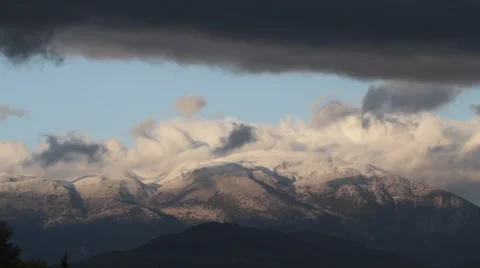 Mountain range scenic clouds winter snow Stock Footage 34427018