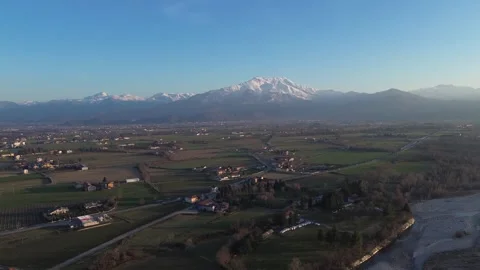 A mountain range is seen from the air Stock Footage 328615572